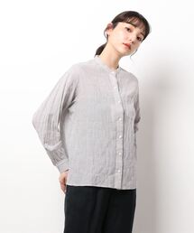 human woman | 先染めシャーリングストライプシャツ(シャツ/ブラウス)