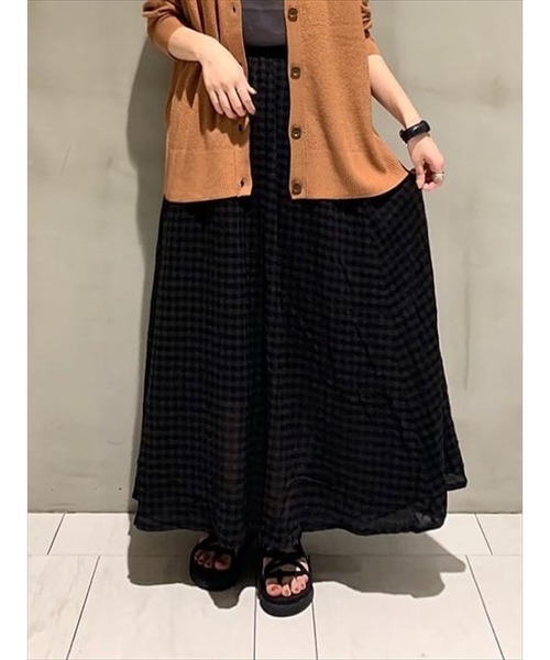 ビュルデサボン　ちぢみギンガム　スカート bulle de savon（ビュルデサボン）の「ちぢみgingham スカート