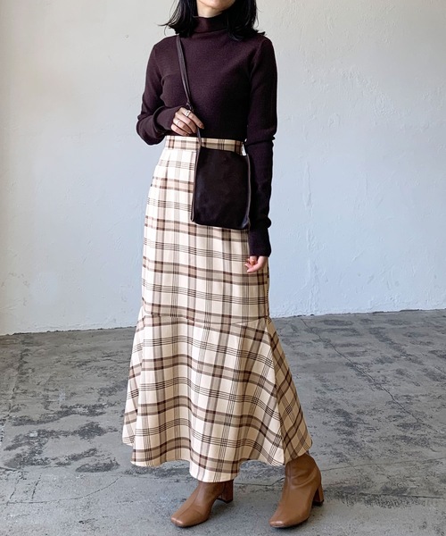 LIAN（リアン）の「マドラスチェックマーメイドスカート（スカート・レディース・ベージュ/グレー・FREE）」の3枚目の写真