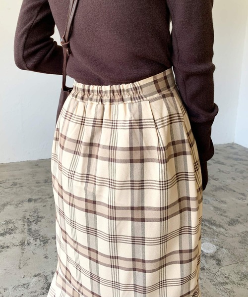 LIAN（リアン）の「マドラスチェックマーメイドスカート（スカート・レディース・ベージュ/グレー・FREE）」の7枚目の写真