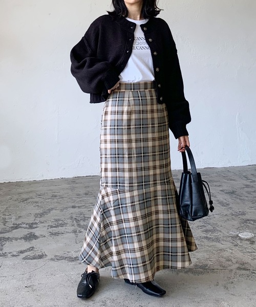 LIAN（リアン）の「マドラスチェックマーメイドスカート（スカート・レディース・ベージュ/グレー・FREE）」の9枚目の写真