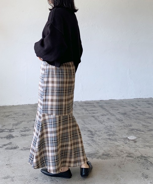 LIAN（リアン）の「マドラスチェックマーメイドスカート（スカート・レディース・ベージュ/グレー・FREE）」の10枚目の写真