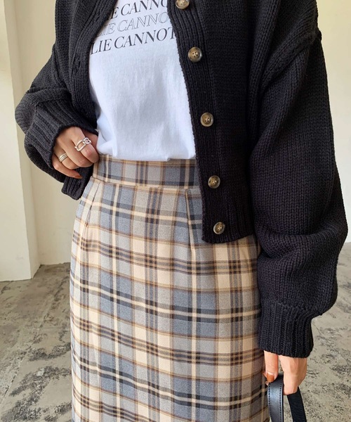 LIAN（リアン）の「マドラスチェックマーメイドスカート（スカート・レディース・ベージュ/グレー・FREE）」の11枚目の写真