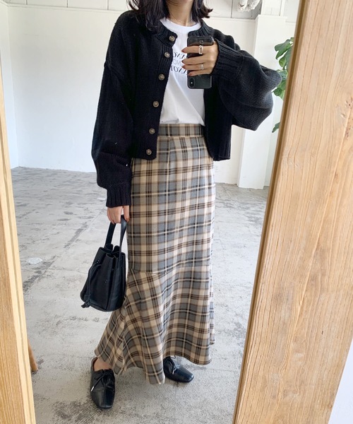 LIAN（リアン）の「マドラスチェックマーメイドスカート（スカート・レディース・ベージュ/グレー・FREE）」の14枚目の写真