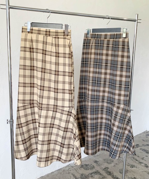 LIAN（リアン）の「マドラスチェックマーメイドスカート（スカート・レディース・ベージュ/グレー・FREE）」の17枚目の写真