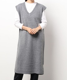 emi+ | Vネックロングニットベスト(ワンピース)