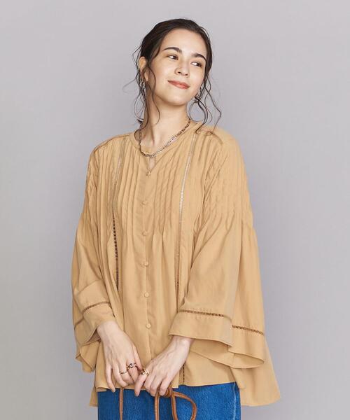 BEAUTY&YOUTH UNITED ARROWS（ビューティーアンドユースユナイテッドアローズ）の「BY ポリエステルレーヨン レースピンタックシャツ（シャツ/ブラウス・レディース・ブラック/イエロー/ナチュラル・FREE）」の4枚目の写真