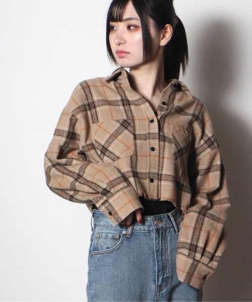 one way（ワンウェイ）の「【oneway Jeans】フリンジチェックシャツ（シャツ/ブラウス・レディース・ライトブルー/ブラック/ベージュ/ブラック系その他・FREE）」の4枚目の写真