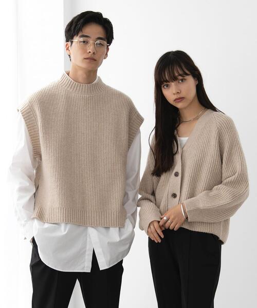 FEELING MADE（フィーリングメイド）の「FEELING MADE ソフトニット Vネック カーディガン（カーディガン/ボレロ・レディース・ダークグレー/ベージュ/ブラウン・FREE）」の11枚目の写真