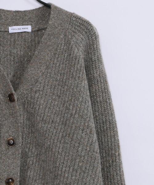 FEELING MADE（フィーリングメイド）の「FEELING MADE ソフトニット Vネック カーディガン（カーディガン/ボレロ・レディース・ダークグレー/ベージュ/ブラウン・FREE）」の22枚目の写真