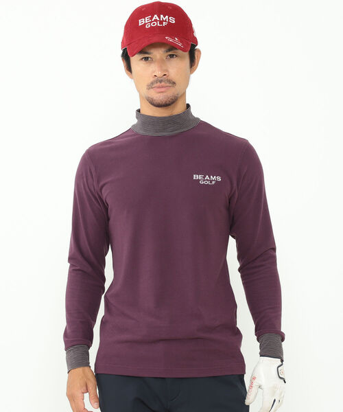 BEAMS GOLF PURPLE LABEL / ネック＆カフ ボーダー モックタートルネック シャツ