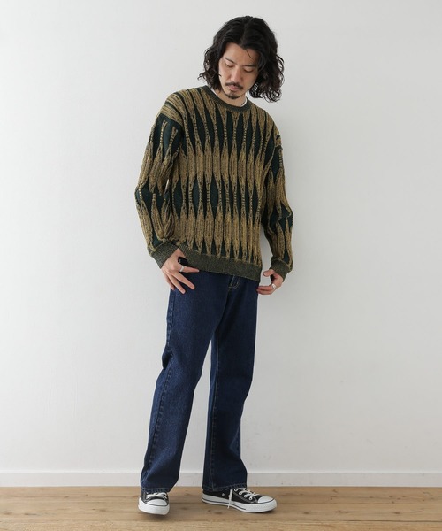 URBAN RESEARCH Sonny Label（アーバンリサーチサニーレーベル）の「クラシックジャガードニット（ニット/セーター・メンズ・グレー系その他/イエロー系その他・MEDIUM/LARGE）」の3枚目の写真