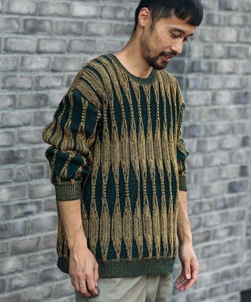 URBAN RESEARCH Sonny Label（アーバンリサーチサニーレーベル）の「クラシックジャガードニット（ニット/セーター・メンズ・グレー系その他/イエロー系その他・MEDIUM/LARGE）」の17枚目の写真