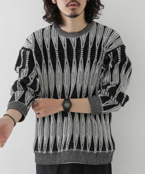 URBAN RESEARCH Sonny Label（アーバンリサーチサニーレーベル）の「クラシックジャガードニット（ニット/セーター・メンズ・グレー系その他/イエロー系その他・MEDIUM/LARGE）」の6枚目の写真