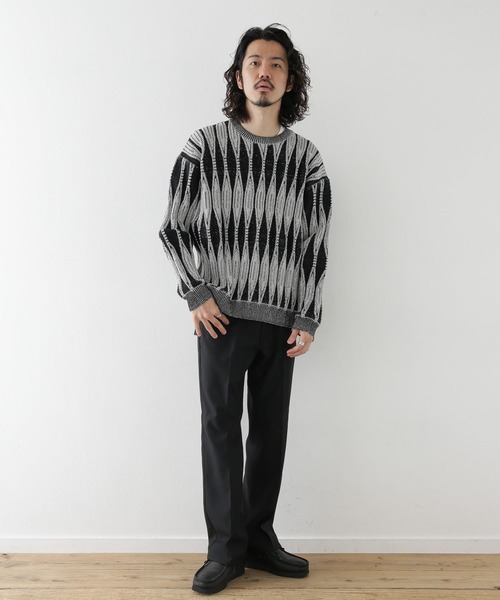 URBAN RESEARCH Sonny Label（アーバンリサーチサニーレーベル）の「クラシックジャガードニット（ニット/セーター・メンズ・グレー系その他/イエロー系その他・MEDIUM/LARGE）」の11枚目の写真