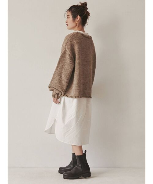 Ungrid（アングリッド）の「【Ungrid×kurumi.m】スリーブボリュームルーズニット（ニット/セーター・レディース・アイボリー/モカ・FREE）」の7枚目の写真