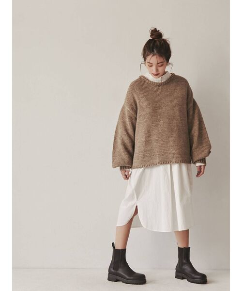 Ungrid（アングリッド）の「【Ungrid×kurumi.m】スリーブボリュームルーズニット（ニット/セーター・レディース・アイボリー/モカ・FREE）」の11枚目の写真