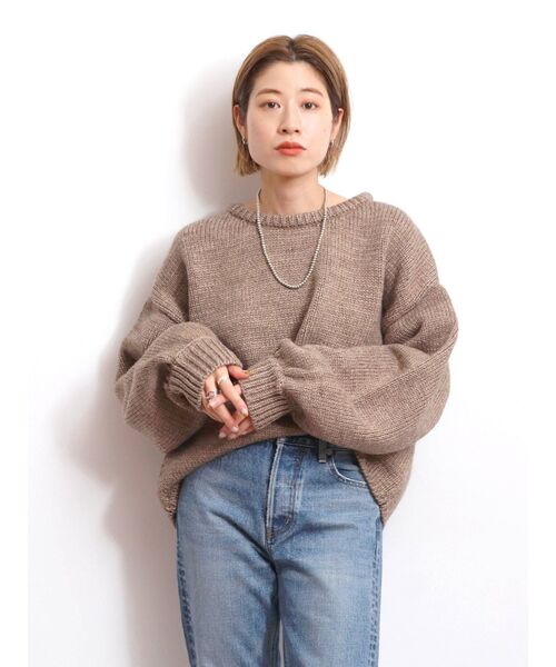 Ungrid（アングリッド）の「【Ungrid×kurumi.m】スリーブボリュームルーズニット（ニット/セーター・レディース・アイボリー/モカ・FREE）」の19枚目の写真