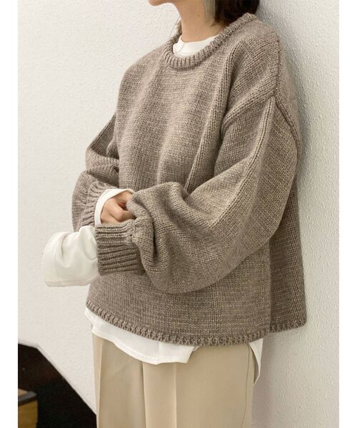 Ungrid（アングリッド）の「【Ungrid×kurumi.m】スリーブボリュームルーズニット（ニット/セーター・レディース・アイボリー/モカ・FREE）」の22枚目の写真