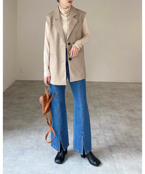 She's Closet(シーズクローゼット)の「前後2wayメロウフリルハイネック長袖シアートップス(Tシャツ/カットソー・レディース・ブラック/アイボリー/ブルーグレー/モカ/オフホワイト/オレンジ/マスタード/ブラウン/パープル/オレンジ系その他・FREE)」の21枚目の写真