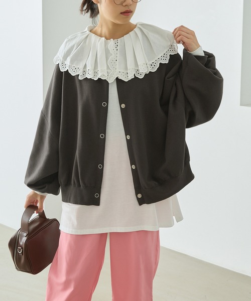 forksy.】2WAYボリュームスリーブ リングスナップスウェット