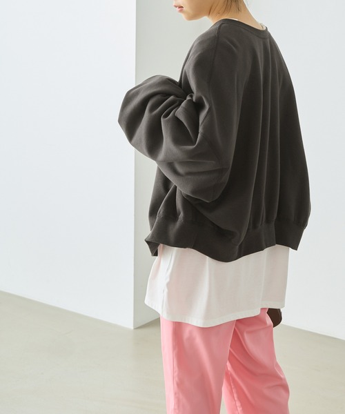 forksy.】2WAYボリュームスリーブ リングスナップスウェット