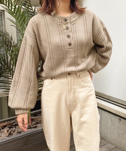 apres jour(アプレジュール)の「ヘンリーケーブルニット【ZOZOTOWN限定アイテム】(ニット/セーター・レディース・ダークブルー/グリーン/モカ/アイボリー・フリー/X-LARGE)」の17枚目の写真