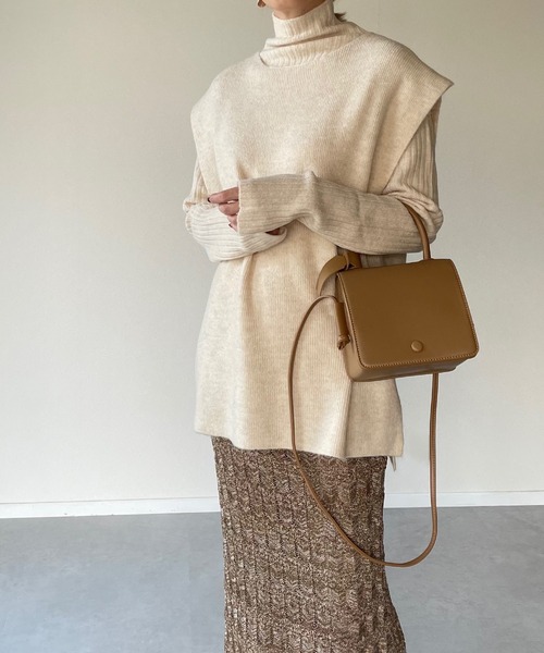 y/m by misato（イムバイミサト）の「杢ストレッチ糸アンサンブルベストセット（ニット/セーター・レディース・アイボリー/グレイッシュベージュ/ブラック・FREE）」の2枚目の写真