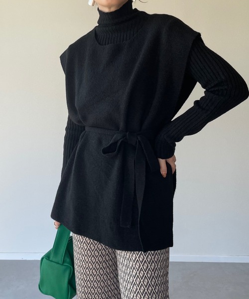 y/m by misato（イムバイミサト）の「杢ストレッチ糸アンサンブルベストセット（ニット/セーター・レディース・アイボリー/グレイッシュベージュ/ブラック・FREE）」の3枚目の写真