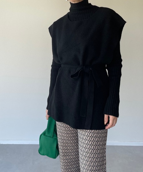 y/m by misato（イムバイミサト）の「杢ストレッチ糸アンサンブルベストセット（ニット/セーター・レディース・アイボリー/グレイッシュベージュ/ブラック・FREE）」の14枚目の写真