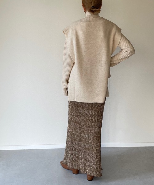 y/m by misato（イムバイミサト）の「杢ストレッチ糸アンサンブルベストセット（ニット/セーター・レディース・アイボリー/グレイッシュベージュ/ブラック・FREE）」の9枚目の写真