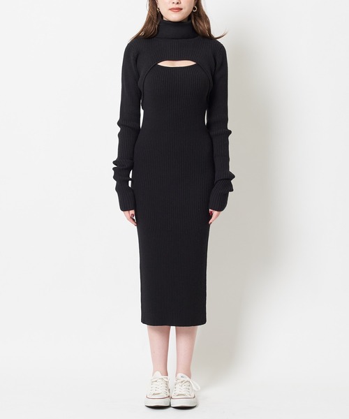 SPIRALGIRL（スパイラルガール）の「バストオープン2wayタートルネックリブワンピース（ワンピース・レディース・ブラック/ベージュ/グレー・FREE）」の22枚目の写真