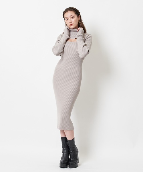 SPIRALGIRL（スパイラルガール）の「バストオープン2wayタートルネックリブワンピース（ワンピース・レディース・ブラック/ベージュ/グレー・FREE）」の20枚目の写真