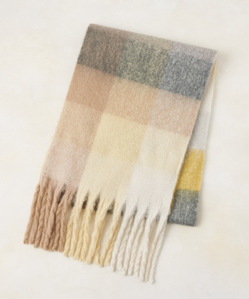 COLONY 2139（コロニートゥーワンスリーナイン）の「起毛ウールライクチェック柄マフラー（マフラー・レディース・グリーン/イエロー/パープル・FREE）」の4枚目の写真