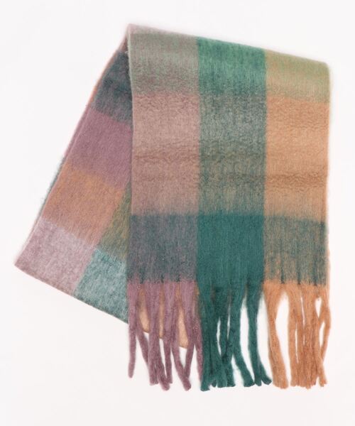 COLONY 2139（コロニートゥーワンスリーナイン）の「起毛ウールライクチェック柄マフラー（マフラー・レディース・グリーン/イエロー/パープル・FREE）」の9枚目の写真