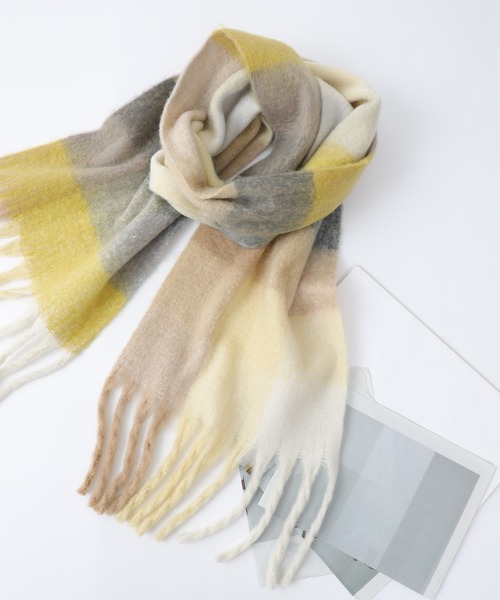 COLONY 2139（コロニートゥーワンスリーナイン）の「起毛ウールライクチェック柄マフラー（マフラー・レディース・グリーン/イエロー/パープル・FREE）」の11枚目の写真