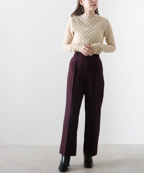 Cheek(チーク)の「レースハイネックTOPS(Tシャツ/カットソー・レディース・アイボリー/オフホワイト/ブラック・MEDIUM)」の12枚目の写真