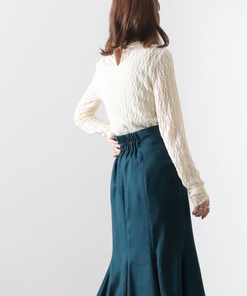 Cheek(チーク)の「レースハイネックTOPS(Tシャツ/カットソー・レディース・アイボリー/オフホワイト/ブラック・MEDIUM)」の5枚目の写真
