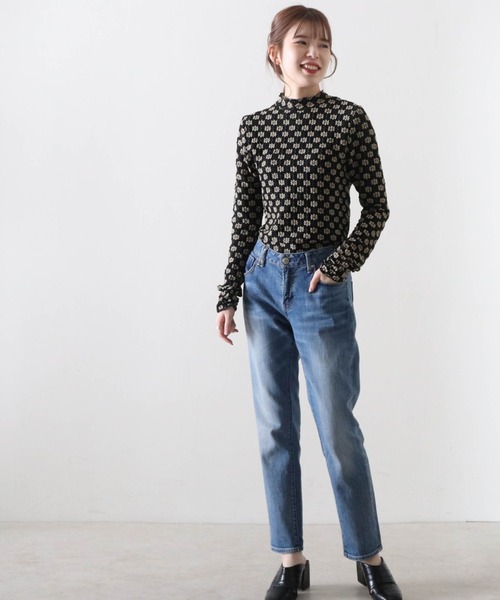 Cheek(チーク)の「レースハイネックTOPS(Tシャツ/カットソー・レディース・アイボリー/オフホワイト/ブラック・MEDIUM)」の6枚目の写真