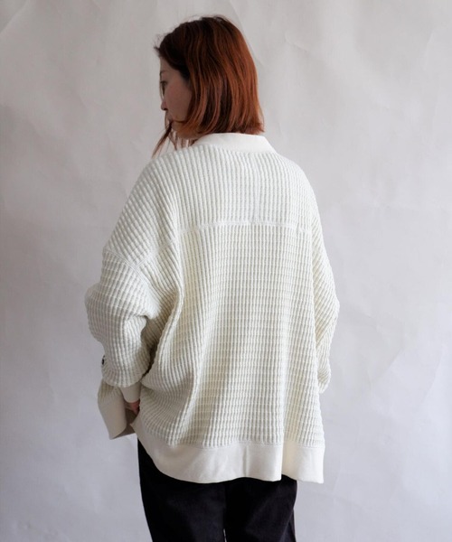 MANASTASH（マナスタッシュ）の「MANASTASH/マナスタッシュ　W's SNUGGLE SNUG THERMAL CARDIGAN　ウィメンズ　スナッグサーマルカーディガン（カーディガン/ボレロ・レディース・モカ/ナチュラル/ブラック・MEDIUM）」の6枚目の写真
