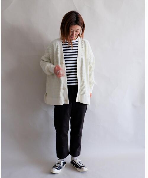 MANASTASH（マナスタッシュ）の「MANASTASH/マナスタッシュ　W's SNUGGLE SNUG THERMAL CARDIGAN　ウィメンズ　スナッグサーマルカーディガン（カーディガン/ボレロ・レディース・モカ/ナチュラル/ブラック・MEDIUM）」の9枚目の写真