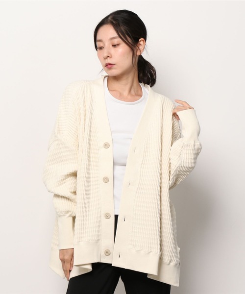 MANASTASH（マナスタッシュ）の「MANASTASH/マナスタッシュ　W's SNUGGLE SNUG THERMAL CARDIGAN　ウィメンズ　スナッグサーマルカーディガン（カーディガン/ボレロ・レディース・モカ/ナチュラル/ブラック・MEDIUM）」の14枚目の写真