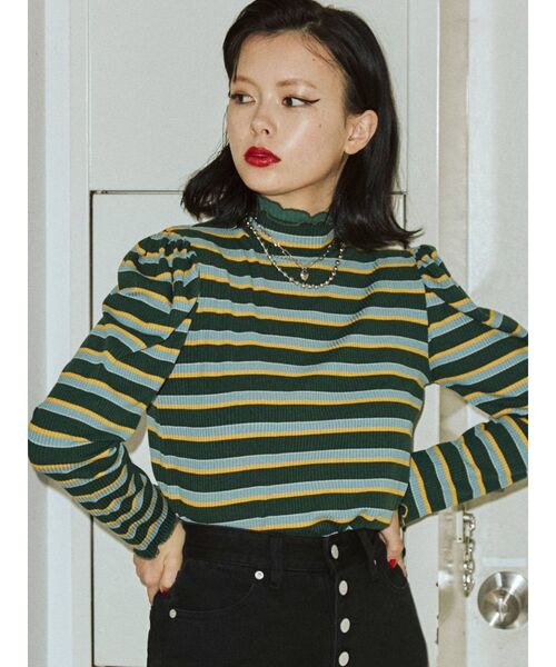 jouetie（ジュエティ）の「パワショルテレコトップス（Tシャツ/カットソー・レディース・ブラック/パープル/グリーン/その他1/グレー/その他2/オフホワイト・MEDIUM）」の8枚目の写真