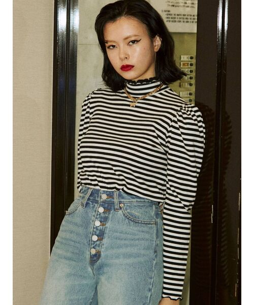 jouetie（ジュエティ）の「パワショルテレコトップス（Tシャツ/カットソー・レディース・ブラック/パープル/グリーン/その他1/グレー/その他2/オフホワイト・MEDIUM）」の6枚目の写真