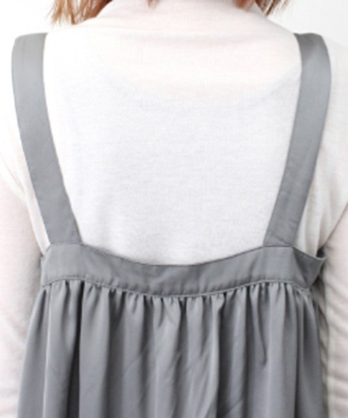 STYLEBLOCK（スタイルブロック）の「サテンギャザーキャミワンピース（ワンピース・レディース・ブラック/ブルー/ベージュ・M）」の9枚目の写真