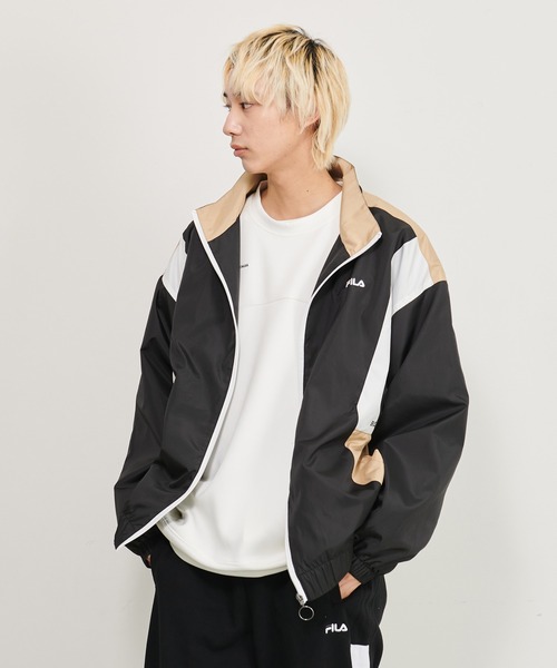 FILA（フィラ）の「【FILA/フィラ】ロゴ刺繍 ビックシルエット ドロップショルダー 切替 トラックジャケット ナイロンジャケット（ナイロンジャケット・メンズ・ブラック/ネイビー/ブルーグリーン・LL/M/L）」の16枚目の写真