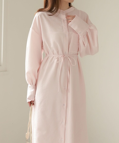 【極美品】Heatherヘザー ベスト付ストライプシャツワンピース　F 極美品】Heatherヘザー ベスト付ストライプシャツワンピース F