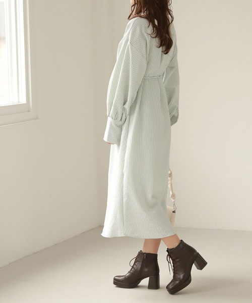 Heather（ヘザー）の「ベスト付ストライプシャツワンピース  269013（シャツワンピース・レディース・グリーン系/ブルー系/ピンク系・FREE）」の7枚目の写真