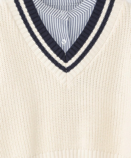 Heather ストライプジャケット ワンピース Heather（ヘザー）の「ベスト付ストライプシャツワンピース 269013