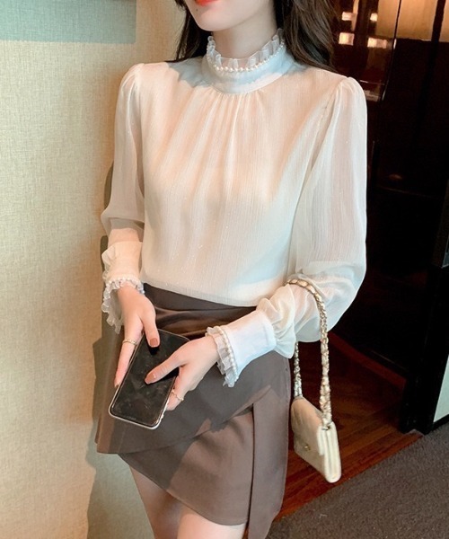 LAC-VERT（ラック・ヴェール）の「パール襟シースルーシフォンブラウス（シャツ/ブラウス・レディース・アイボリー・FREE）」の14枚目の写真